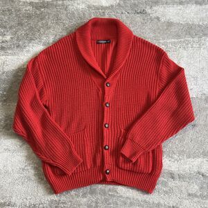 The J Peterman Company Cardigan Sweater Mens Medium 100% Cotton Chunky Knit